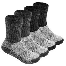 Kids Thermal Socks - Boys Girls Warm Winter Boot Medium-Large Black/Grey