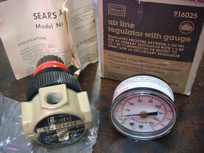 SEARS AIR LINE REGULATOR WITH GAUGE VINTAGE COMPRESSOR PARTS 916025 282-16025