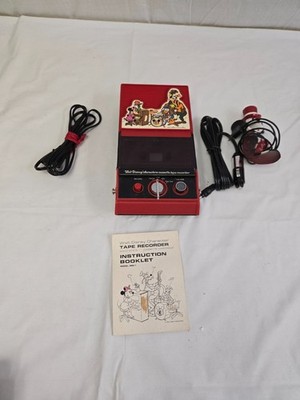 Vintage Mickey Mouse Disney Toy Characters Cassette Tape Recorder Microphone Red