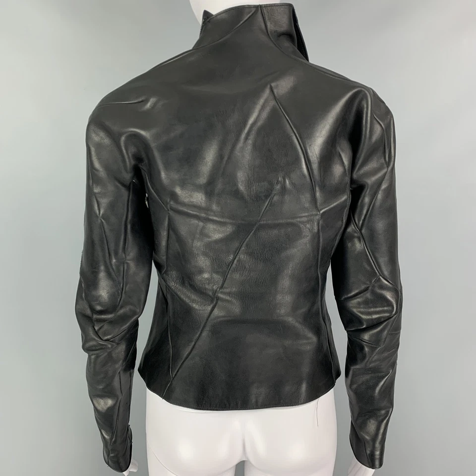 Chaqueta De Piel De Caballo Negra LEON EMANUEL BLANK Talla M - Imagen 4 de 4