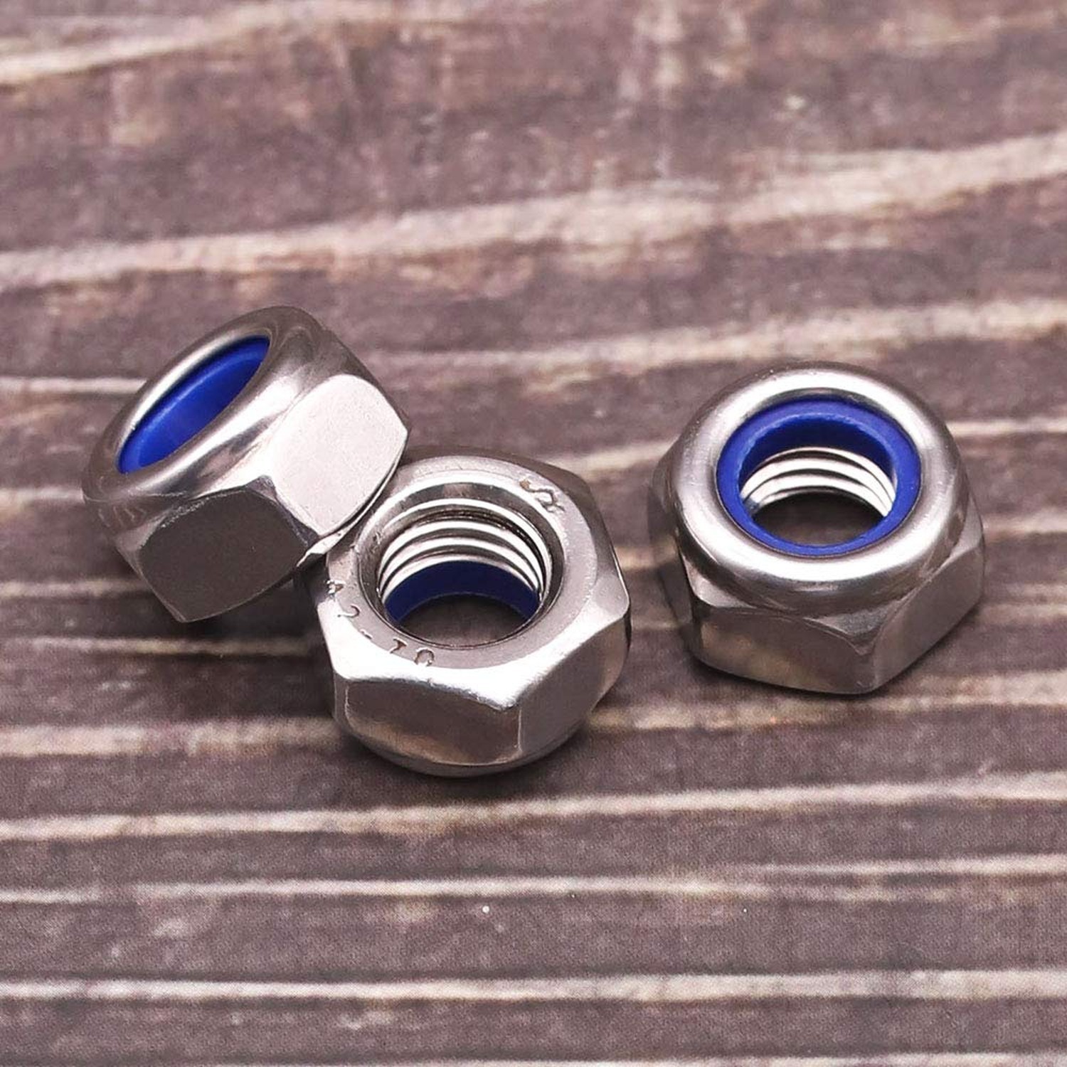 M8-1.25 (20 pcs) Nylon Insert Hex Lock Nuts 304 Stainless Steel 18-8 Locknut,...