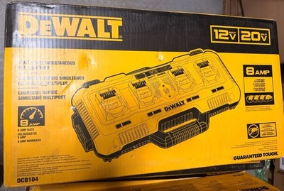 NEW AUTHENTIC DEWALT DCB104 12V/20V 4-Port Max Charger Charges 4 Batteries