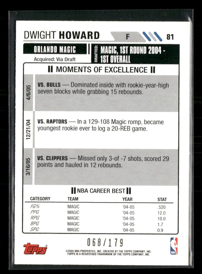 2005-06 Topps Big Game #81 Dwight Howard #/179 - Image 2 of 2