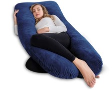 AngQi Pregnancy Body Pillow, U Shaped Full Body Pillow with Removable Velvet ...