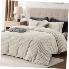 Fluffy Duvet Cover Set - Ultra Queen 90" x 90" 03 - Linen No Comforter 