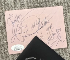 Nov 1978 Dolly Parton Signed Slip Card JSA COA I LOVE YOU