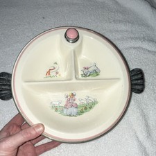 Bo Peep Vintage Divided Chrome Plated White Pink Baby Food Warmer