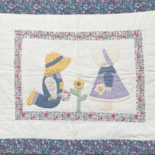 Vintage Handmade Sunbonnet Sue Quilted Pillow Case Sham Patchwork Farmhouse