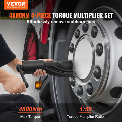 Torque Multiplier, with 4 Sockets and Storage Case for Truck Trailer RV