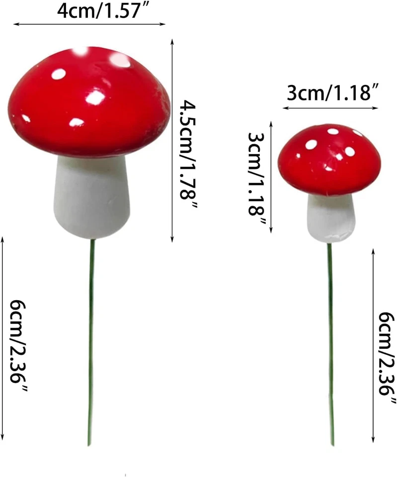 10Pcs Red Garden Stakes Mushroom Miniatures Indoor Outdoor Silhouette Fairy Gard - Image 2 of 4