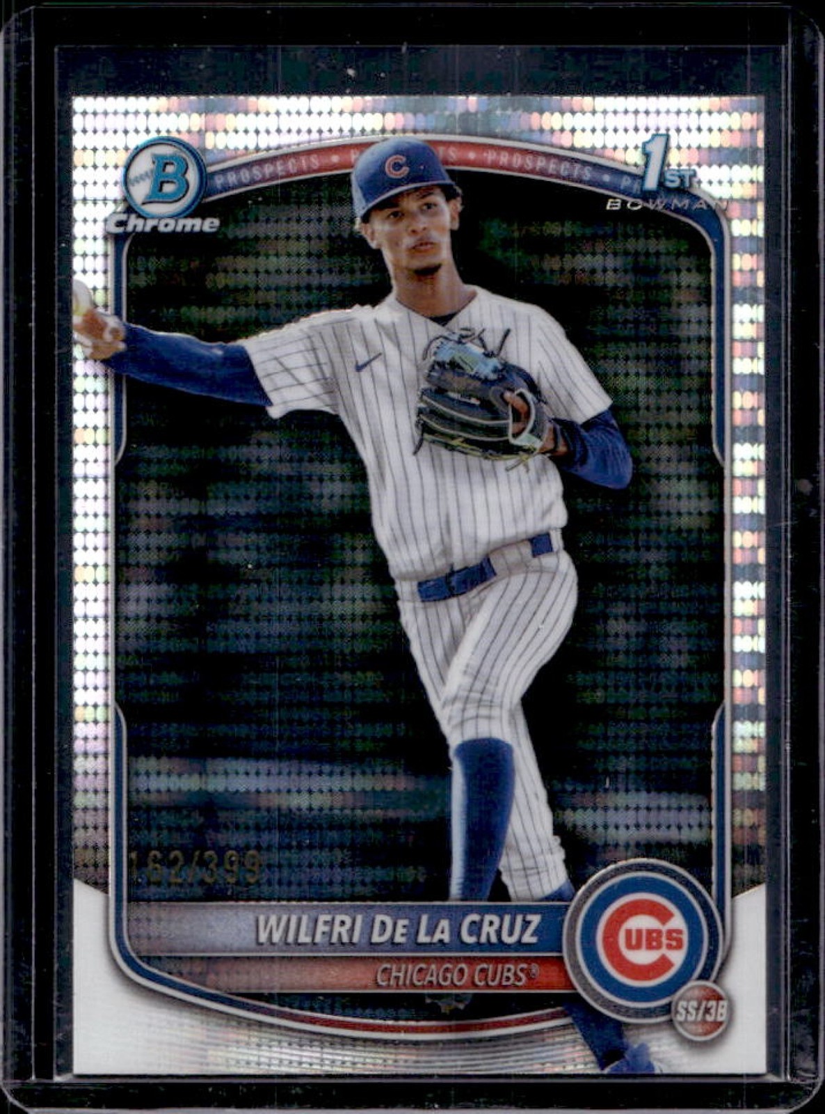 2025 Bowman Chrome Wilfri De La Cruz Pulsar Refractor 1st #162/399 Cubs
