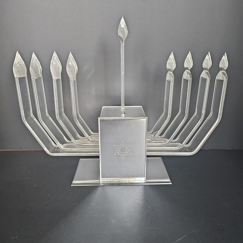 Vintage MCM Lucite Electric Hanukkah Menorah Mirrored Star of David Judaica P8