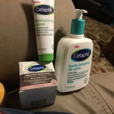 3 Pc. Cetaphil Exfoliating Lotion 16oz.moisturizing Cream 3oz Renewing Cream1.7