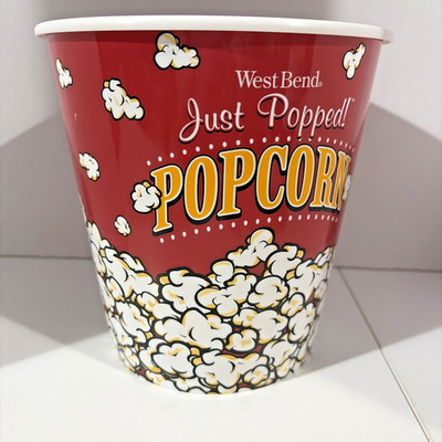 Large West Bend Just Popped Movie Theater Popcorn Bucket Reusable Plastic Bucket