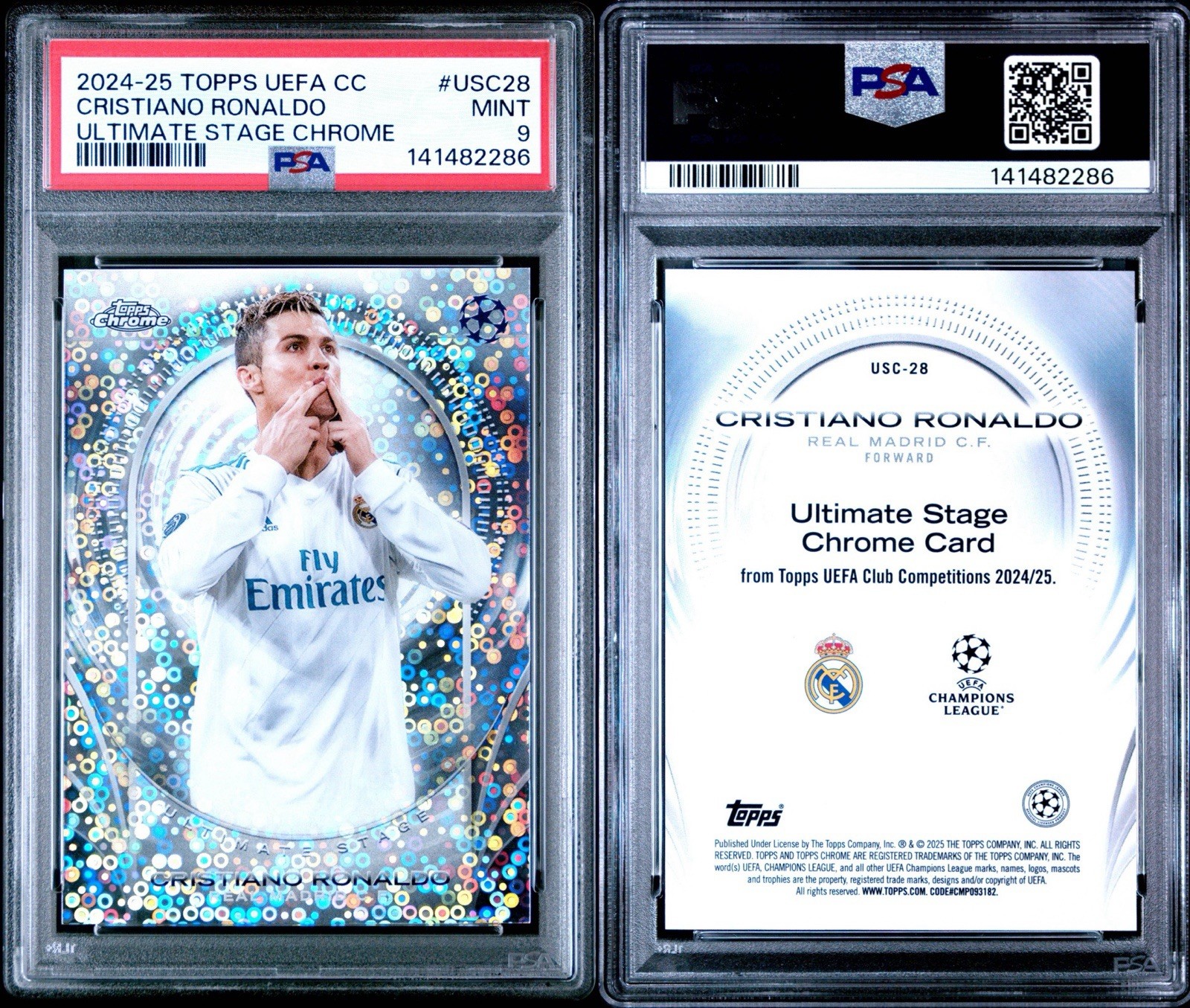 2024-25 Topps UEFA Club Competitions - Ultimate Stage Chr. Ronaldo PSA MINT 9 view 3