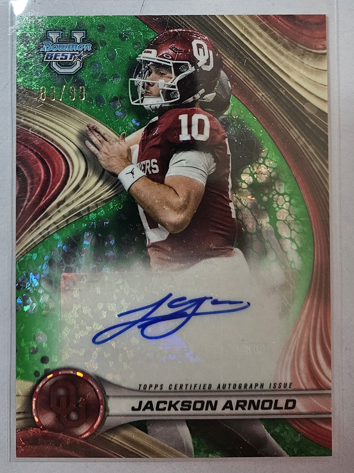 2024-25 BOWMAN U BEST AUBURN TIGER JACKSON ARNOLD GREEN MINI DIAMOND AUTO /99