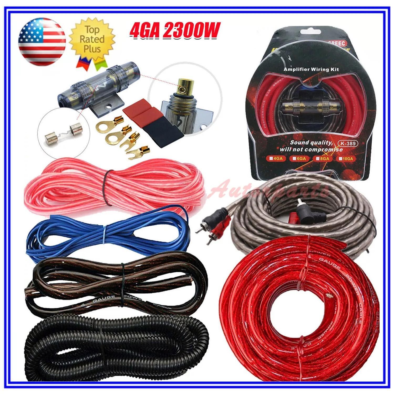 4 Gauge Car Audio Cable Kit Amplifier Install Amp RCA Subwoofer Sub Wiring 2300W