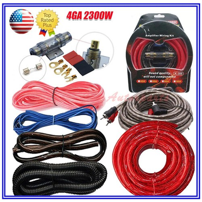 #ad #ad 4 Gauge Car Audio Cable Kit Amplifier Install Amp RCA Subwoofer Sub Wiring 2300W $14.99
