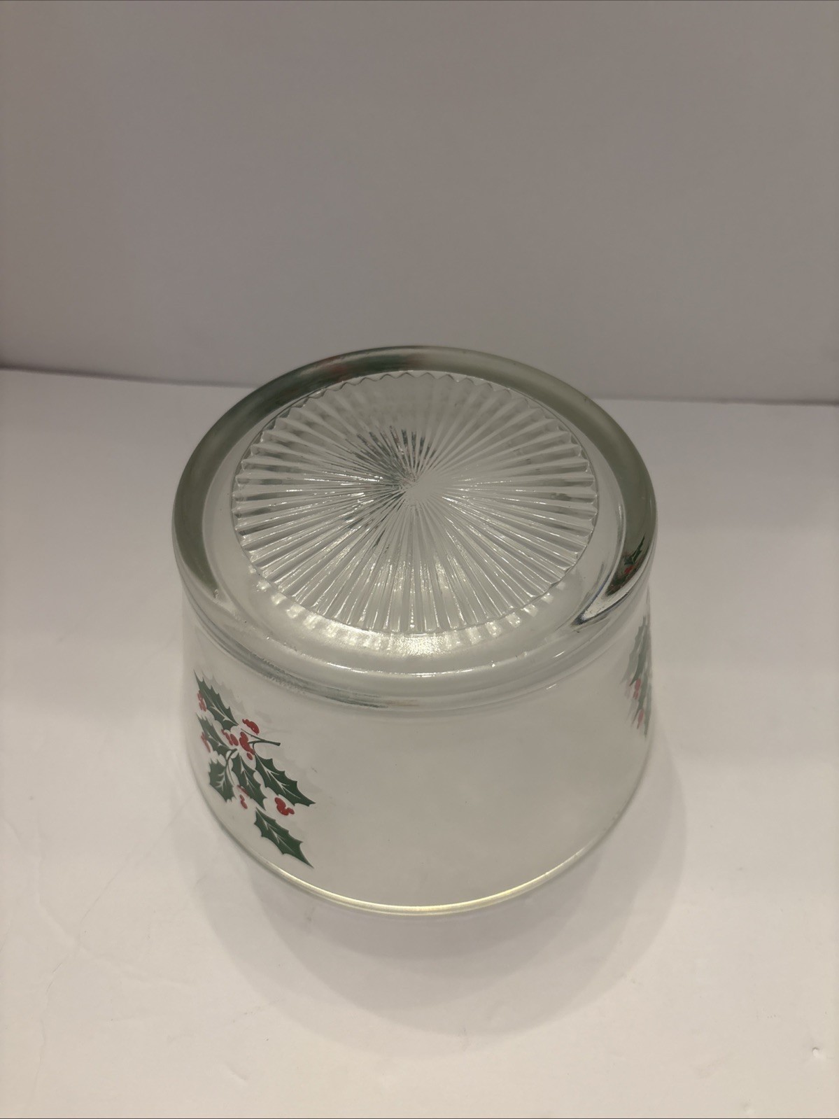 Vintage Christmas Indiana Glass Holly Berry Berries Party Serving Bowl Retro
