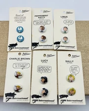 VTG PEANUTS BUTTONS Charlie Brown, Peppermint Patty, Linus, Lucy & Sally Lot JHB