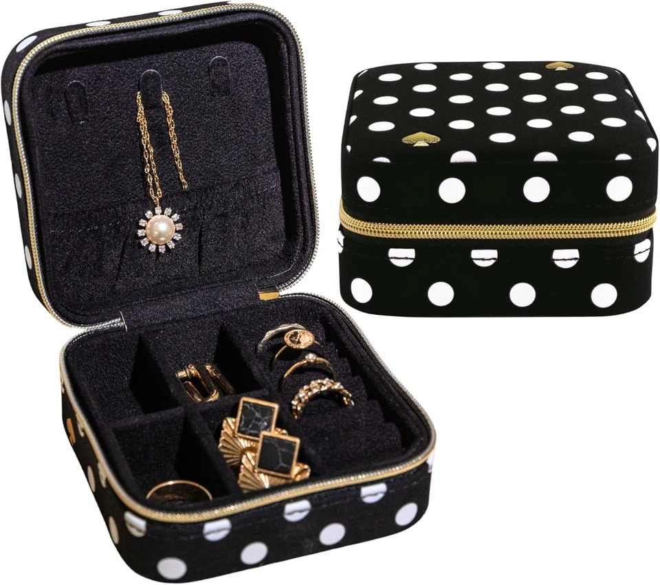 kate spade new york Small Travel Jewelry Case, Black Dotted Polka Dot - Image 2 of 4