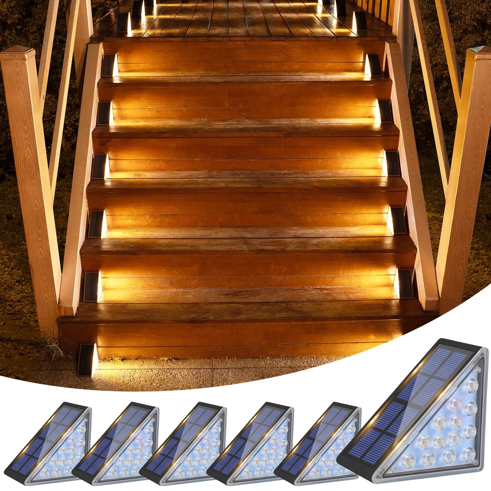 Solar Step Lights Outdoor Waterproof IP67 LED Stair Lighting