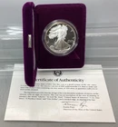 1990 S American Proof Silver Eagle - With Box & CoA