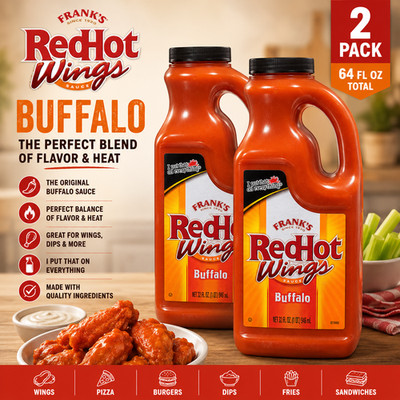 Frank's RedHot Kosher Buffalo Wing Sauce, 32.0 fl oz Jug PACK OF 2