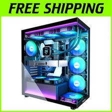 Black Mid Tower Gaming PC Case with Full-View Tempered Glass