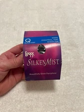 LEGGS SILKEN MIST CONTROL TOP PANTYHOSE SIZE Q  BLACK MIST SHEER TOE 20309 NOS