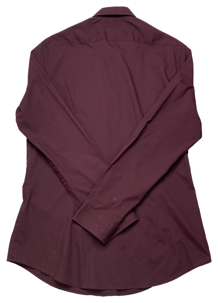 H&M Slim Fit Easy Iron Long Sleeved Button Down Burgundy Dress Shirt Mens Medium | eBay H&M Slim Fit Easy Iron Long Sleeved Button Down Burgundy Dress Shirt Mens Medium | eBay