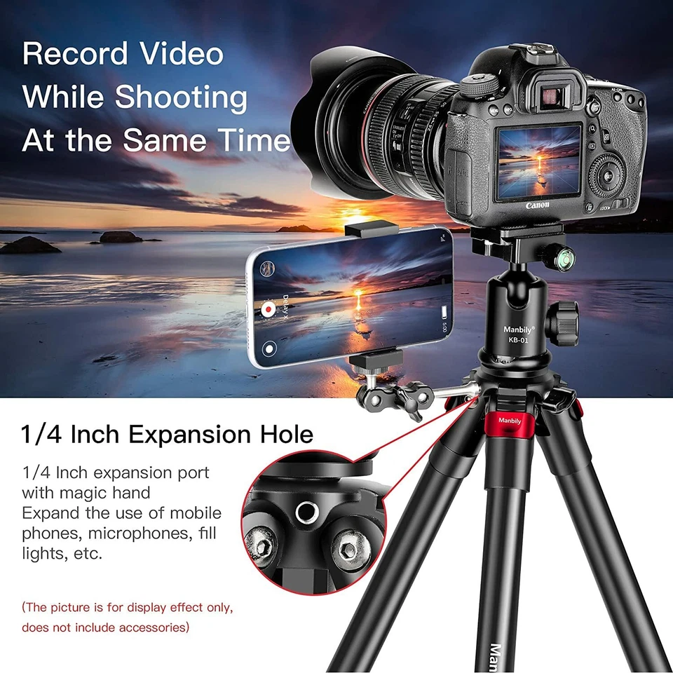 Manbily 360° Ball Head Camera Tripod Stand for Mobile Phone Camera Photo - Image 3 of 4