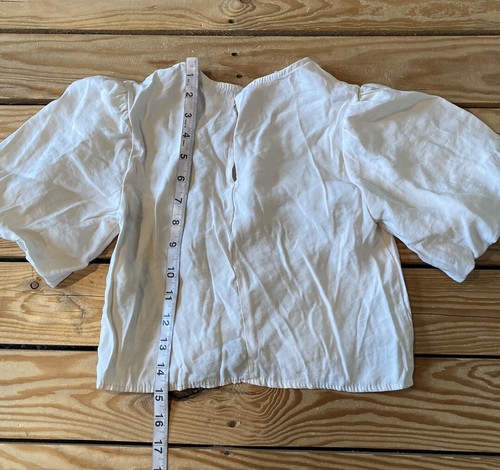 Zara Girl’s Cinch Front Peasant Shirt Blouse Size 10 Ivory G2 - Picture 7 of 8