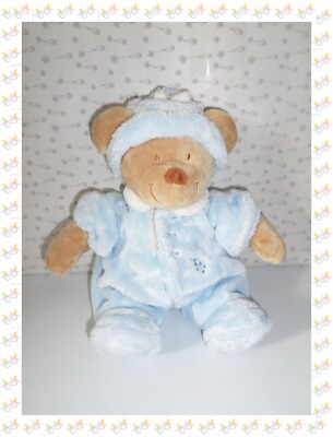 doudou ours beige pull jaune coeur NICOTOY