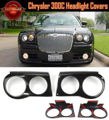 Cubiertas De Faros Negras ABS Para Chrysler 300C 2005-2010 | Par De Biseles Decorativos