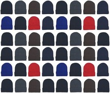 48 Pack Winter Beanies, Bulk Cold Weather Warm Knit Skull Caps, Mens Womens