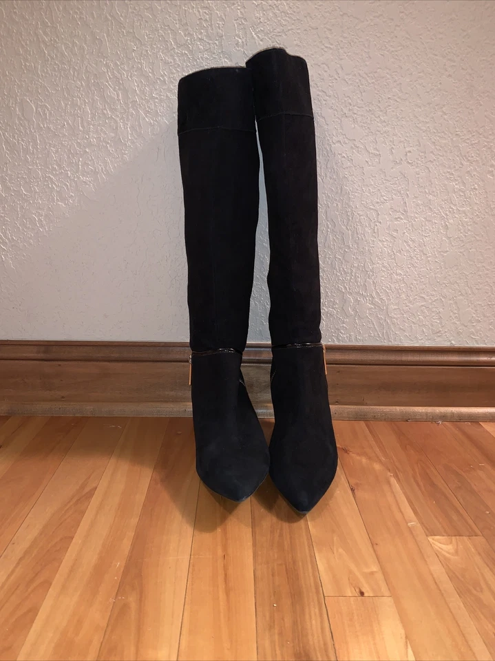 Botas clásicas de cuero hasta la rodilla negras Ellen Tracy talla 8 Foto 2 de 4