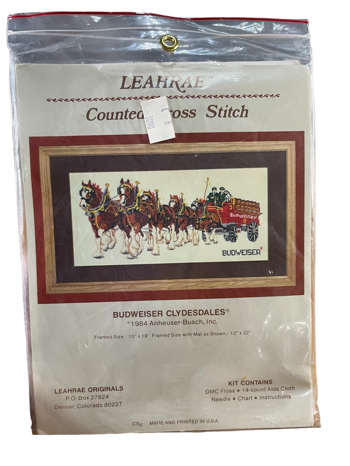 Cross Stitch Kit Vintage Budweiser Clydesdales Leahrae 1984