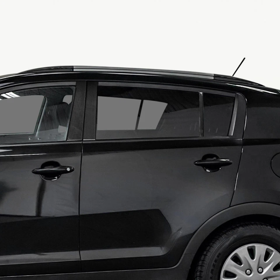 Cubierta de panel exterior de pilar B de fibra de carbono real 6 piezas para Kia Sportage R GL 11-16 Foto 3 de 4