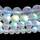 Matte Clear Iridescent Rainbow Beads Frosted Round 6mm 8mm 10mm 12mm Full Strand