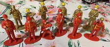 12 Plastic Firefighter Figures 6 Tan 6 Red