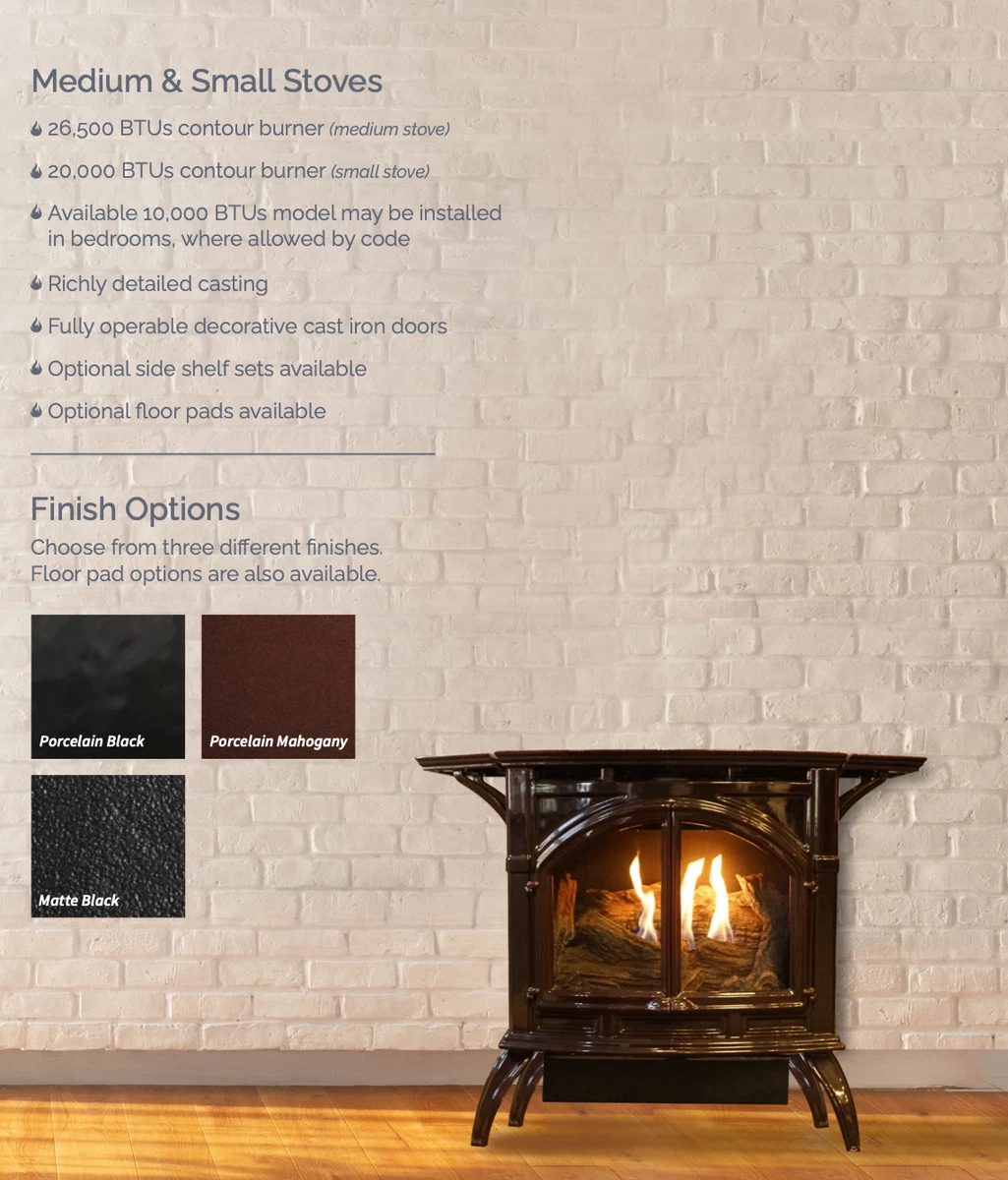 Empire Matte Black Finish LP Cast Iron Stove, Vent Free VFD30CC70FP | eBay