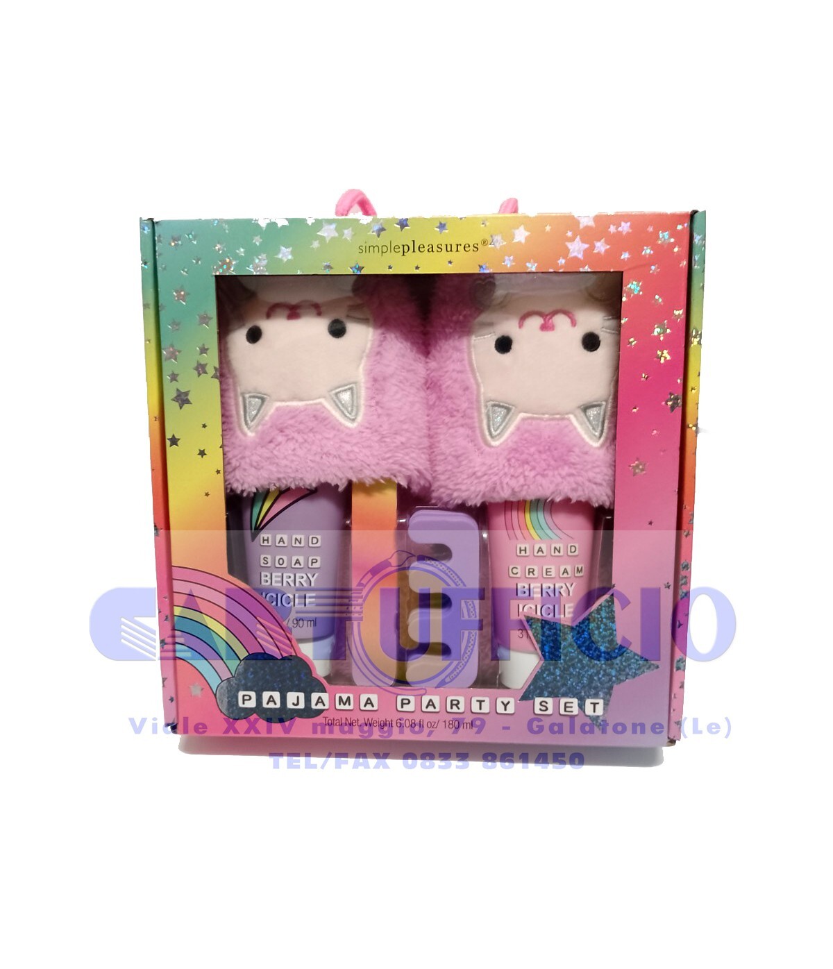 Set Regalo Pigiama Party Gattina: Pantofole e Manicure Tri-Coastal Design