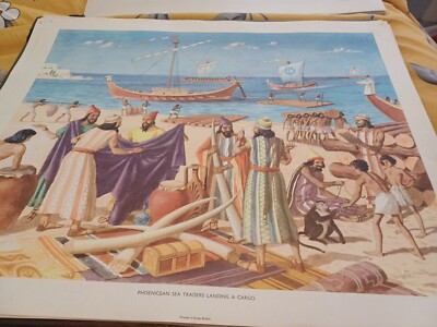  Vintage 50er Jahre Macmillan Schule pädagogischer Druck Poster Seehändler 