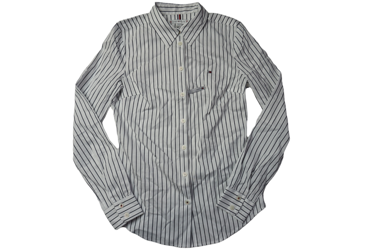 Tommy Hilfiger Women's Slim Fit Stretch Shirt, Lauren STP/White Desert Sky. 6 UK