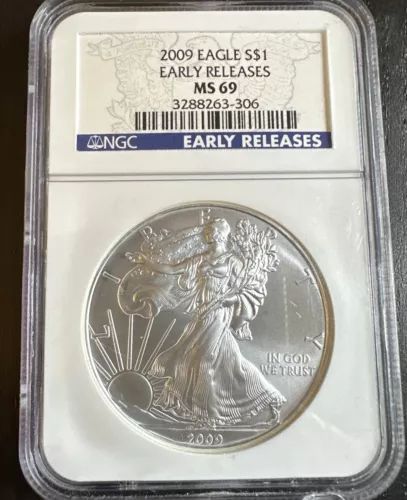 2009 Silver Eagle Coin $1 Early Releases NGC MS69