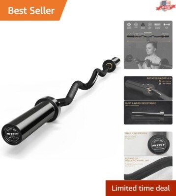 2 Inch EZ Curl Barbell - 700lbs Capacity with Knurled Grip & Rotating Sleeves