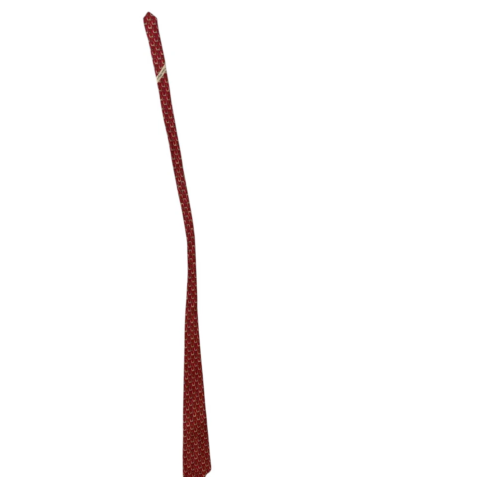 Salvatorre Ferragamo Necktie Mens Red Crocodile Fish Print Pointed Tip - Image 3 of 4