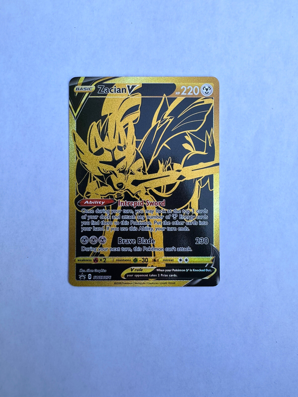 Zacian V SWSH076 GOLD SECRET RARE Pokémon TCG Black Star Promo NM