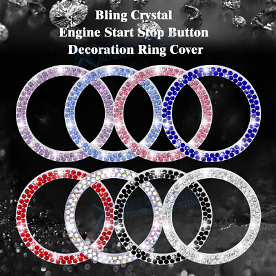 Purple Crystal Bling Engine Start Stop Button Ring - Rhinestone Car Decor, Fits Most Cars, Easy To Install 9 thumbnail image